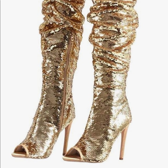NWT NEVER WORN OVER THE KNEE THIGH HIGH SEXY SEQUIN STILETTO BOOTS VALENTINES😉